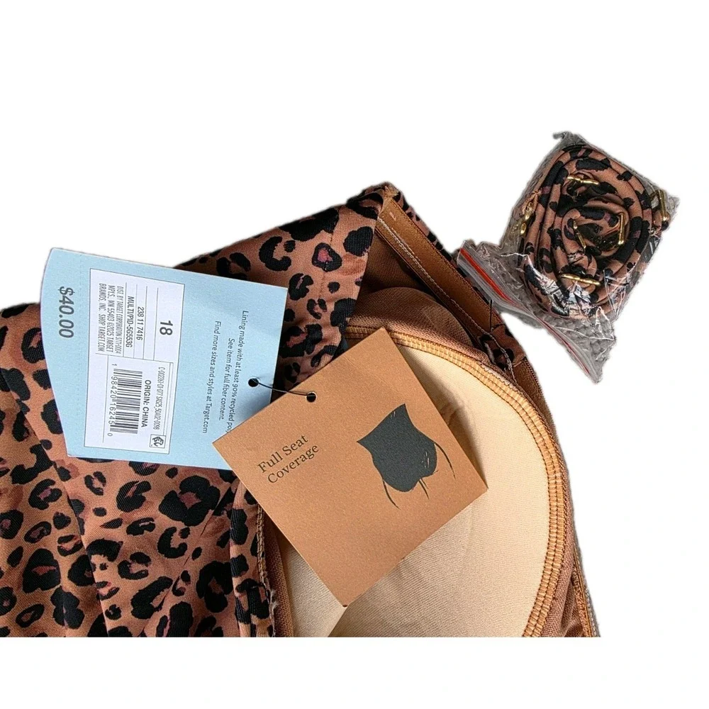 Womens Size 18W Shade & Shore Leopard Twist Front One Piece Swimsuit (327)